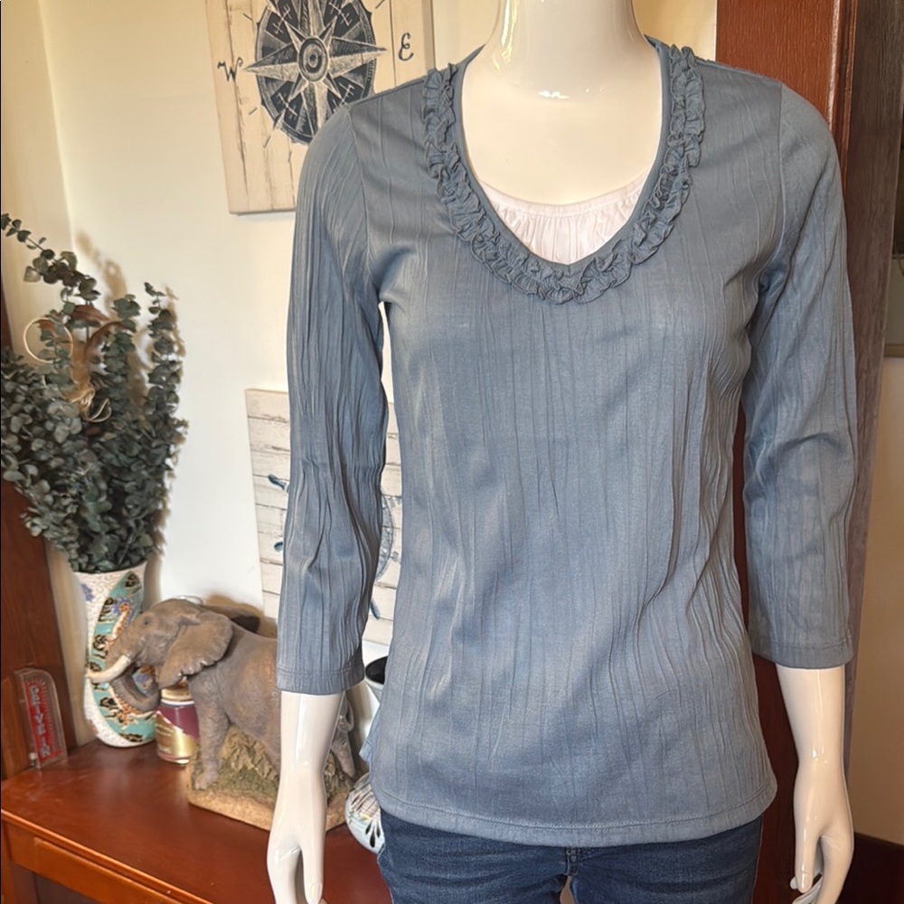 NWT northern reflections size small Women's Blue Ruffled Top